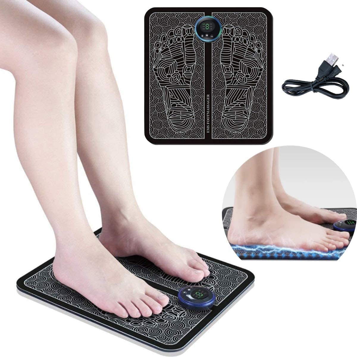 Foldable, rechargeable, wireless EMS foot massager