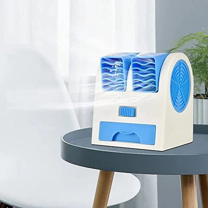 Mini Water Air Cooler Cooling Fan Blade Less Duel Blower with Ice Chamber