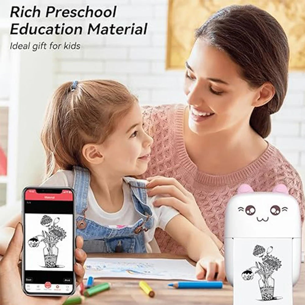 Mini Thermal Printer | Inkless Printer | USB APP Control Inkless Printer | Wireless Mini Pocket Printer for Labels, Stickers, Photos, Bookmarks, Cards.