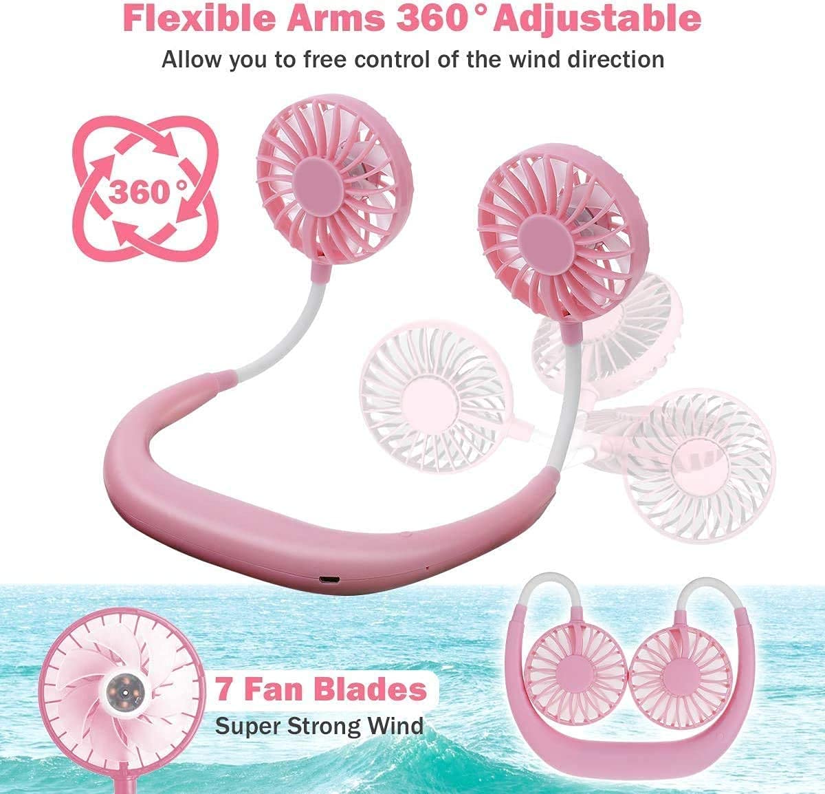 Hanging Neck Fan Wearable Neckband for Kitchen Cooking, Strong Airflow Quiet Operation Portable