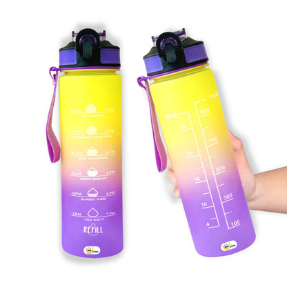 BEEISTORE Water Bottle 1 Litre with Time Marker 32Oz