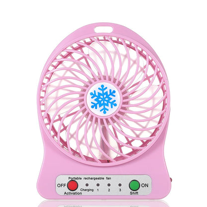 Mini Electric Portable Rechargeable Desktop Battery Fan and USB Charge Cable, Multicolored