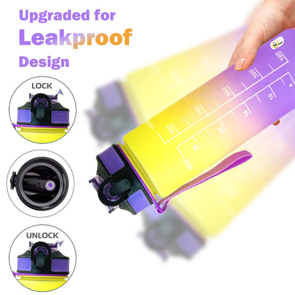 BEEISTORE Water Bottle 1 Litre with Time Marker 32Oz