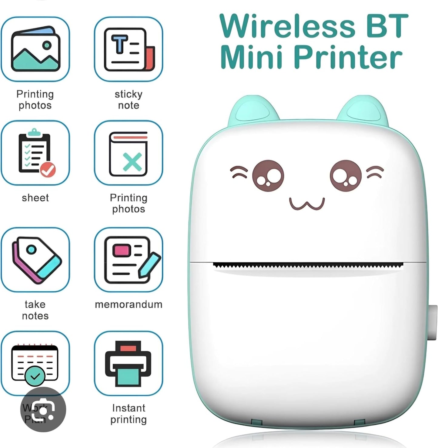Mini Thermal Printer | Inkless Printer | USB APP Control Inkless Printer | Wireless Mini Pocket Printer for Labels, Stickers, Photos, Bookmarks, Cards.