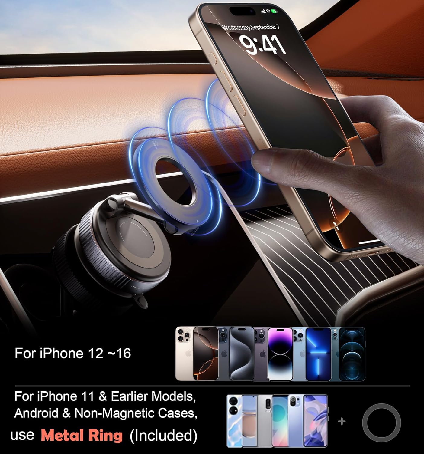 Strong Magnetic Car Phone Holder with Strong Suction Cup
