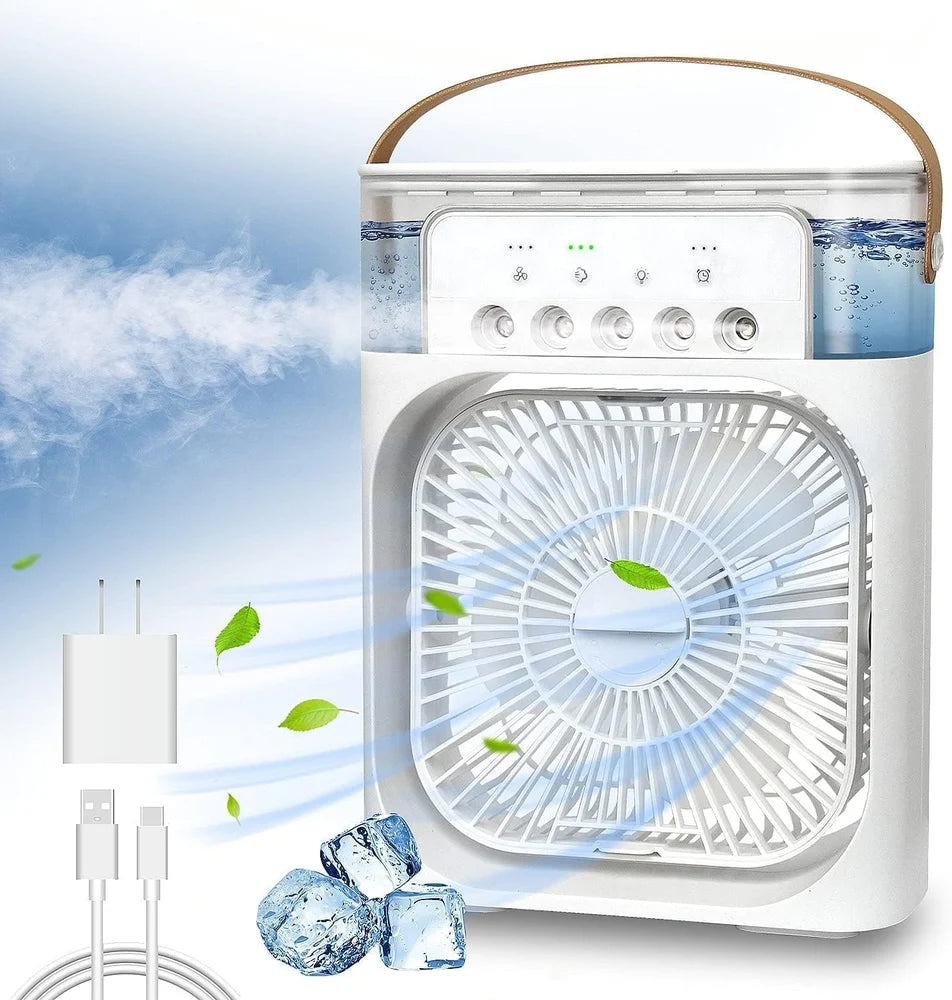 Mini Water USB Cooler, Fan with LED Light, 3 Timer, Wind Speeds & Spray Modes