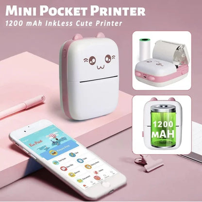 Mini Thermal Printer | Inkless Printer | USB APP Control Inkless Printer | Wireless Mini Pocket Printer for Labels, Stickers, Photos, Bookmarks, Cards.