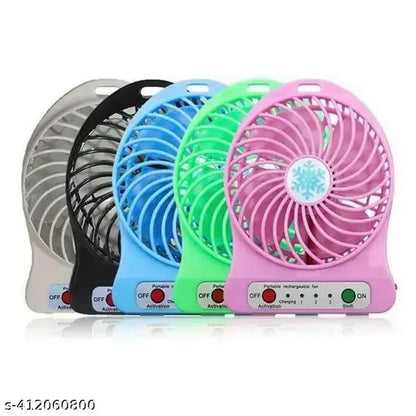 Mini Electric Portable Rechargeable Desktop Battery Fan and USB Charge Cable, Multicolored